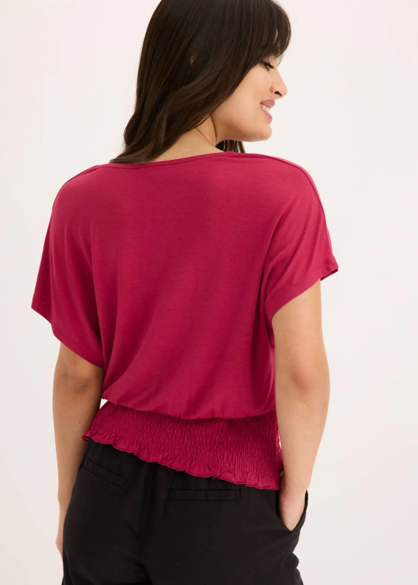 Camiseta con dobladillo de nido de abeja