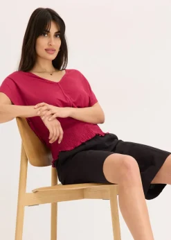 Camiseta con dobladillo de nido de abeja