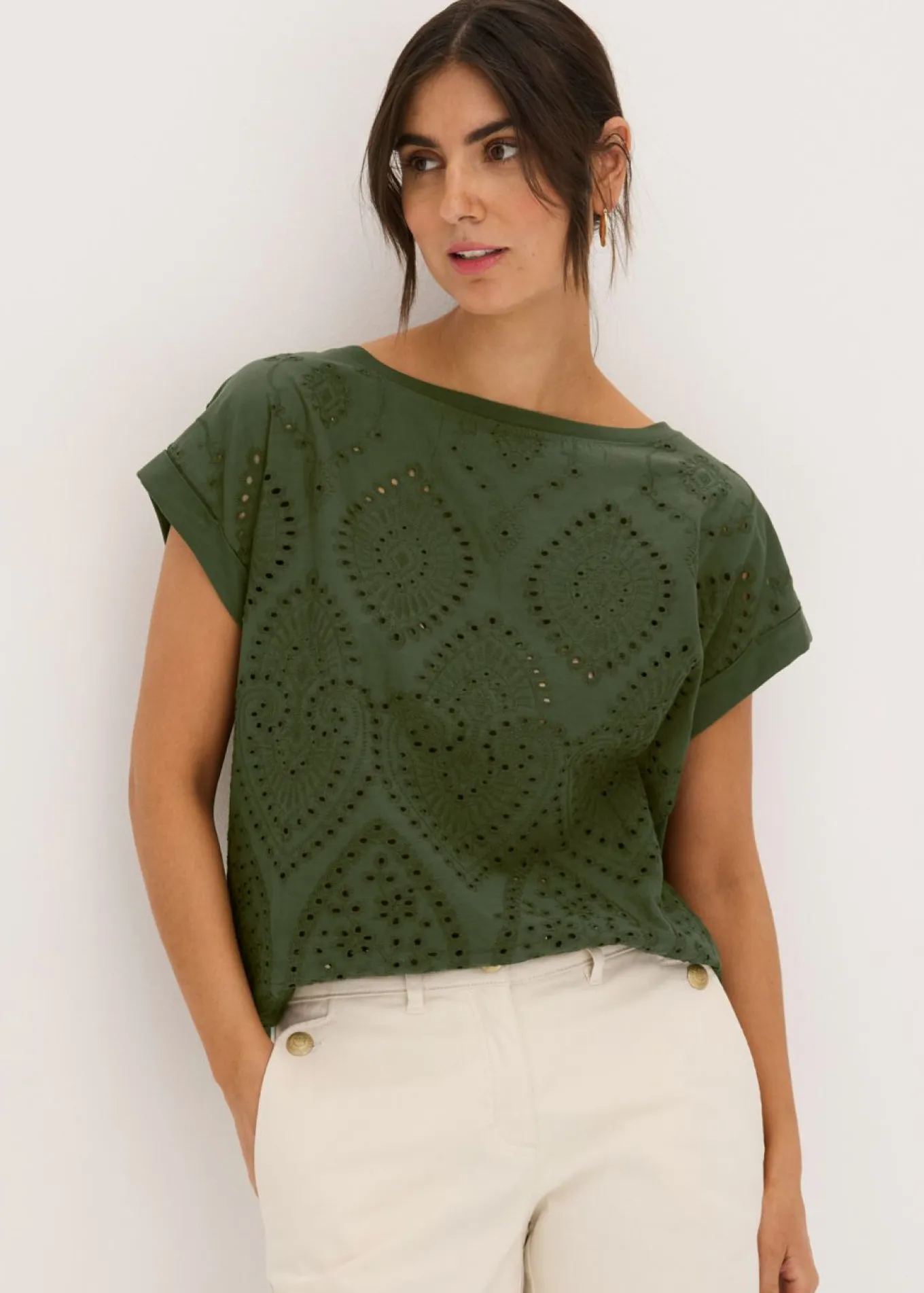 Camiseta con encaje calado