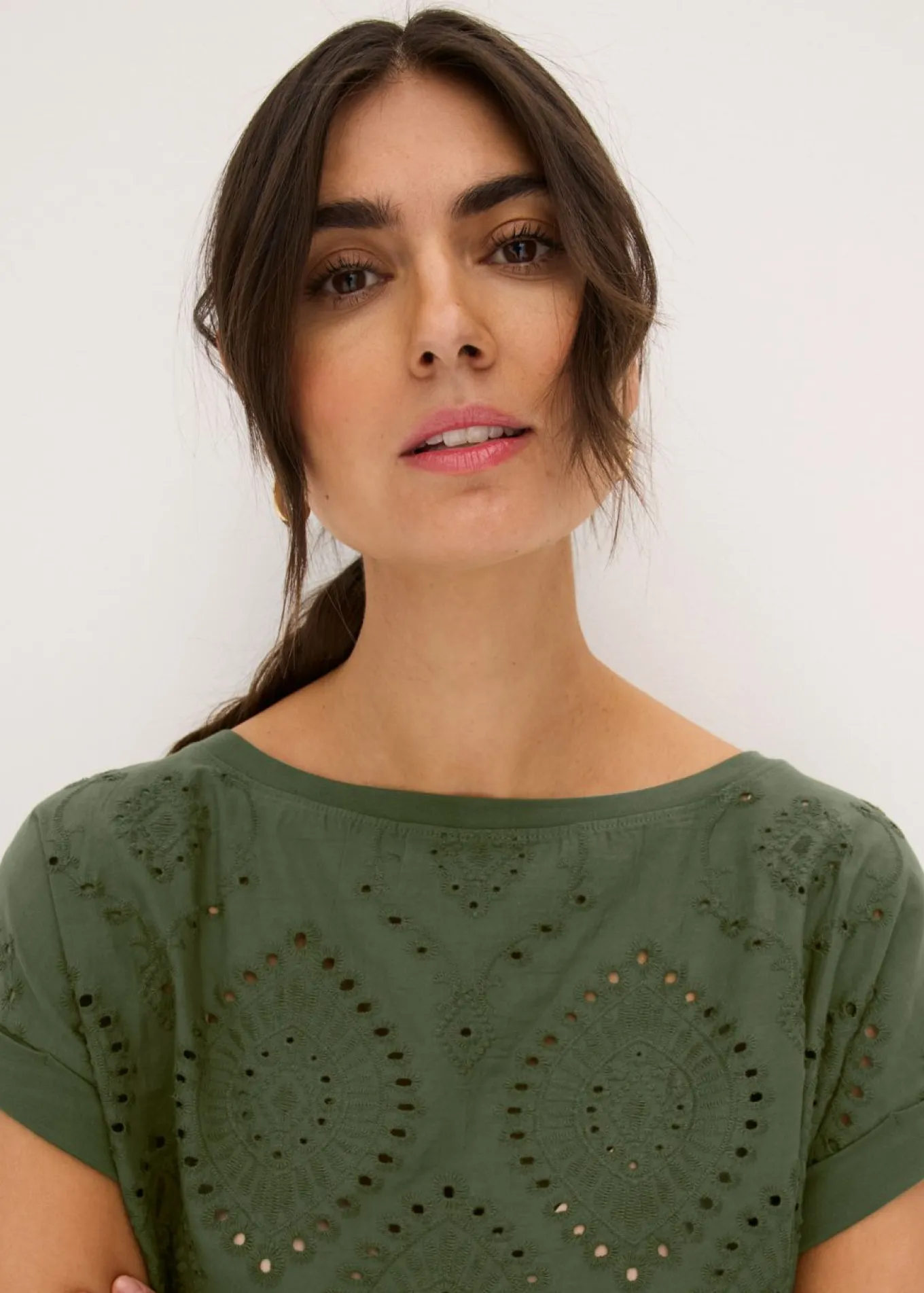 Camiseta con encaje calado