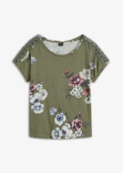 Camiseta con encaje estampada
