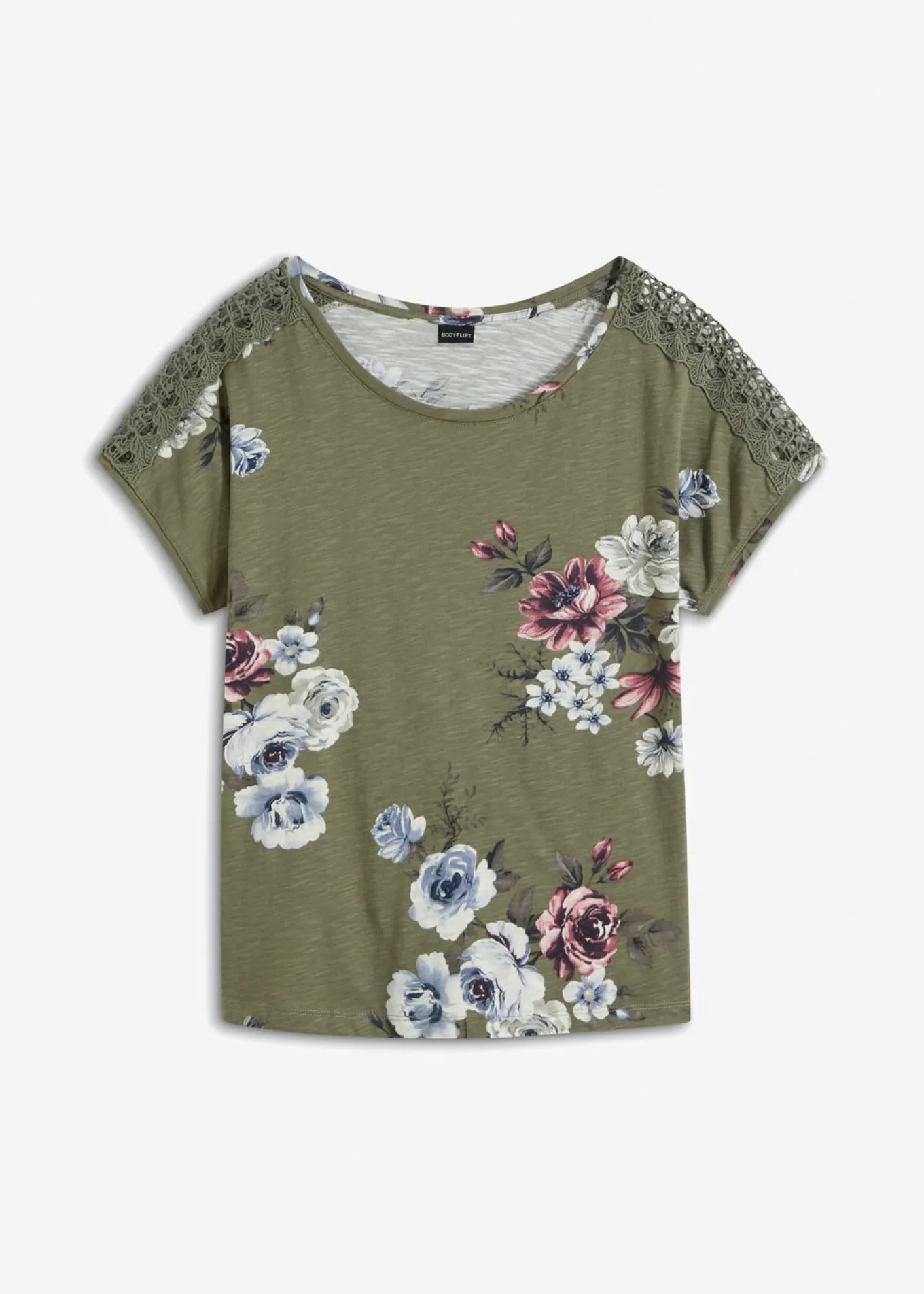 Camiseta con encaje estampada