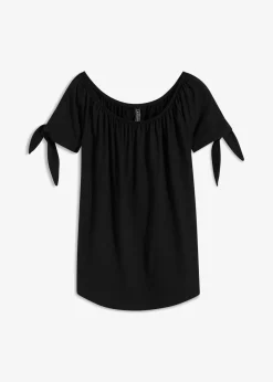 Camiseta con escote bañera y detalle de lazo