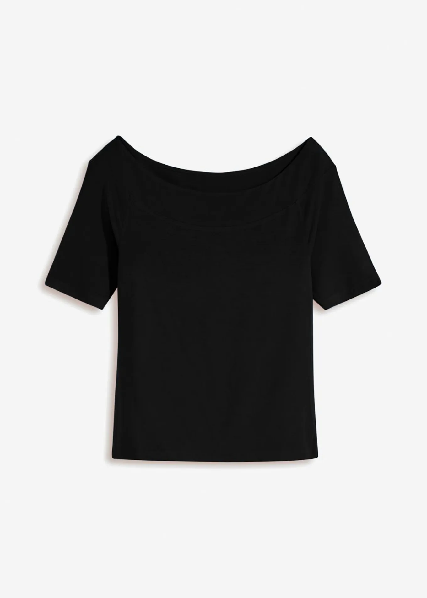 Camiseta con escote bañera en mezcla de viscosa