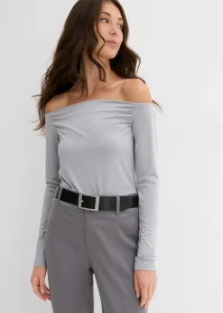 Camiseta con escote bañera de punto ligero