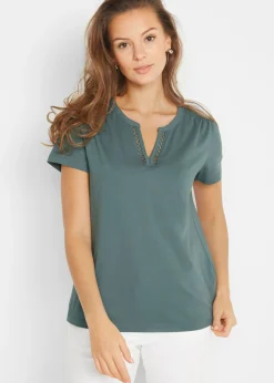 Camiseta con escote decorativo