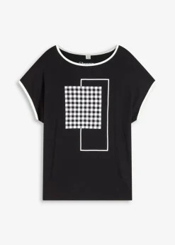 Camiseta con estampado colocado y ribete en contraste