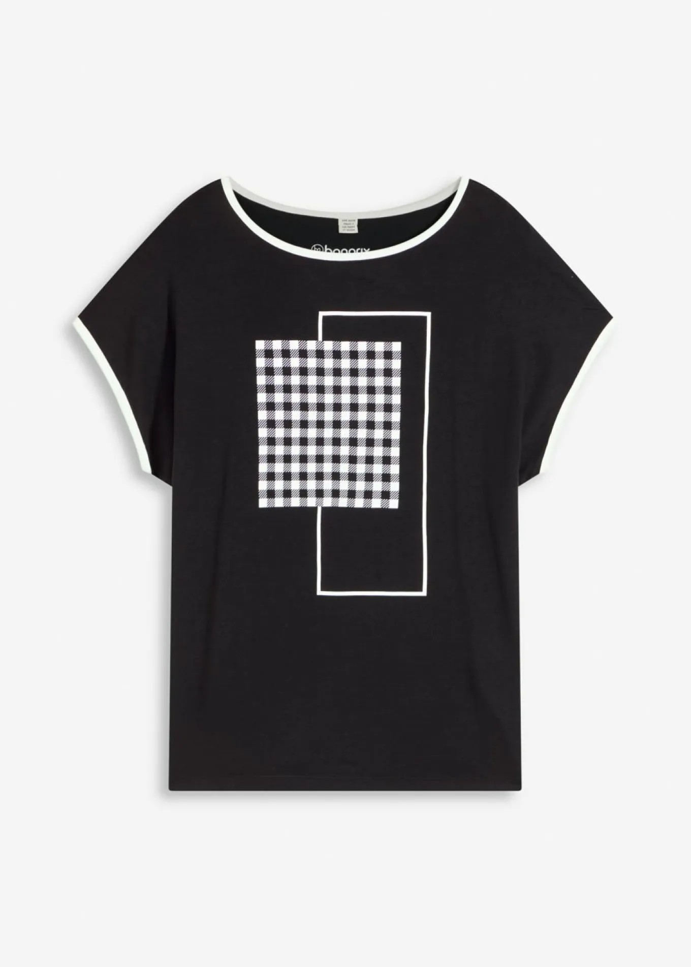 Camiseta con estampado colocado y ribete en contraste