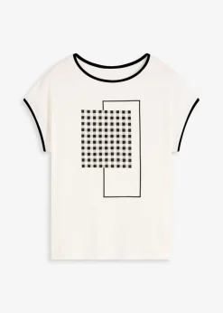 Camiseta con estampado colocado y ribete en contraste