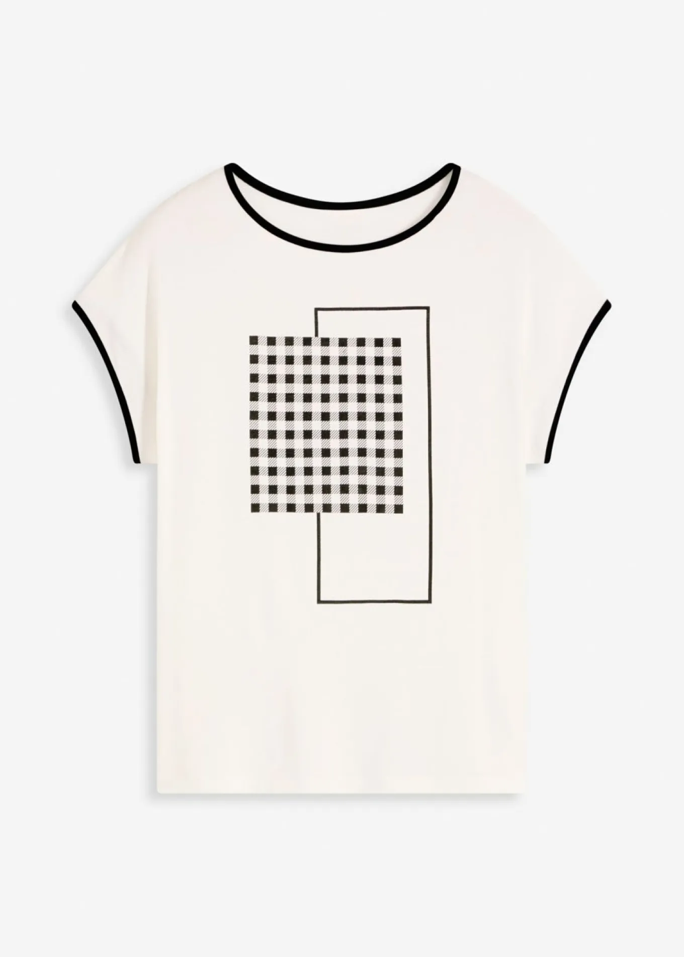 Camiseta con estampado colocado y ribete en contraste