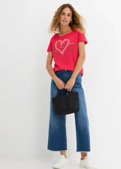 Camiseta con estampado de corazón de algodón orgánico