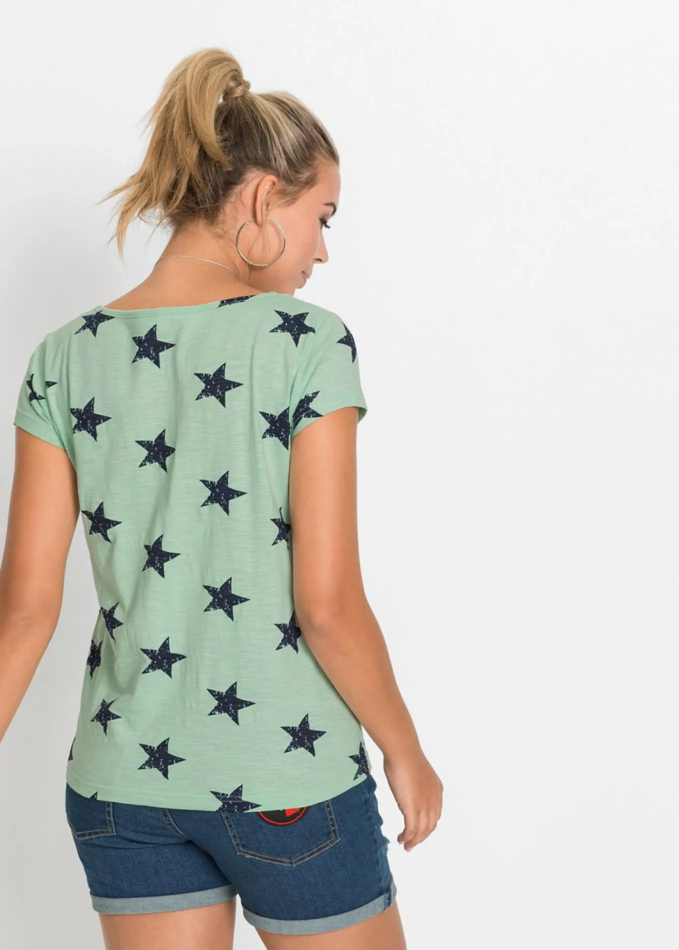 Camiseta con estampado de estrellas y algodón puro