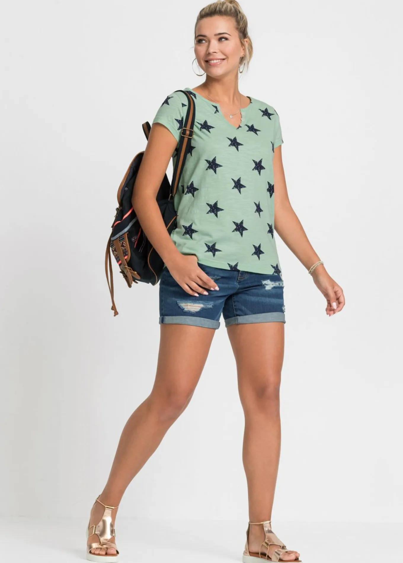 Camiseta con estampado de estrellas y algodón puro