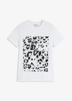 Camiseta con estampado de leopardo y purpurina