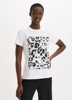 Camiseta con estampado de leopardo y purpurina