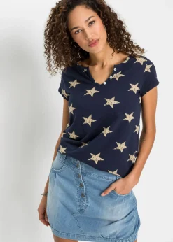 Camiseta con estampado de estrellas y algodón puro