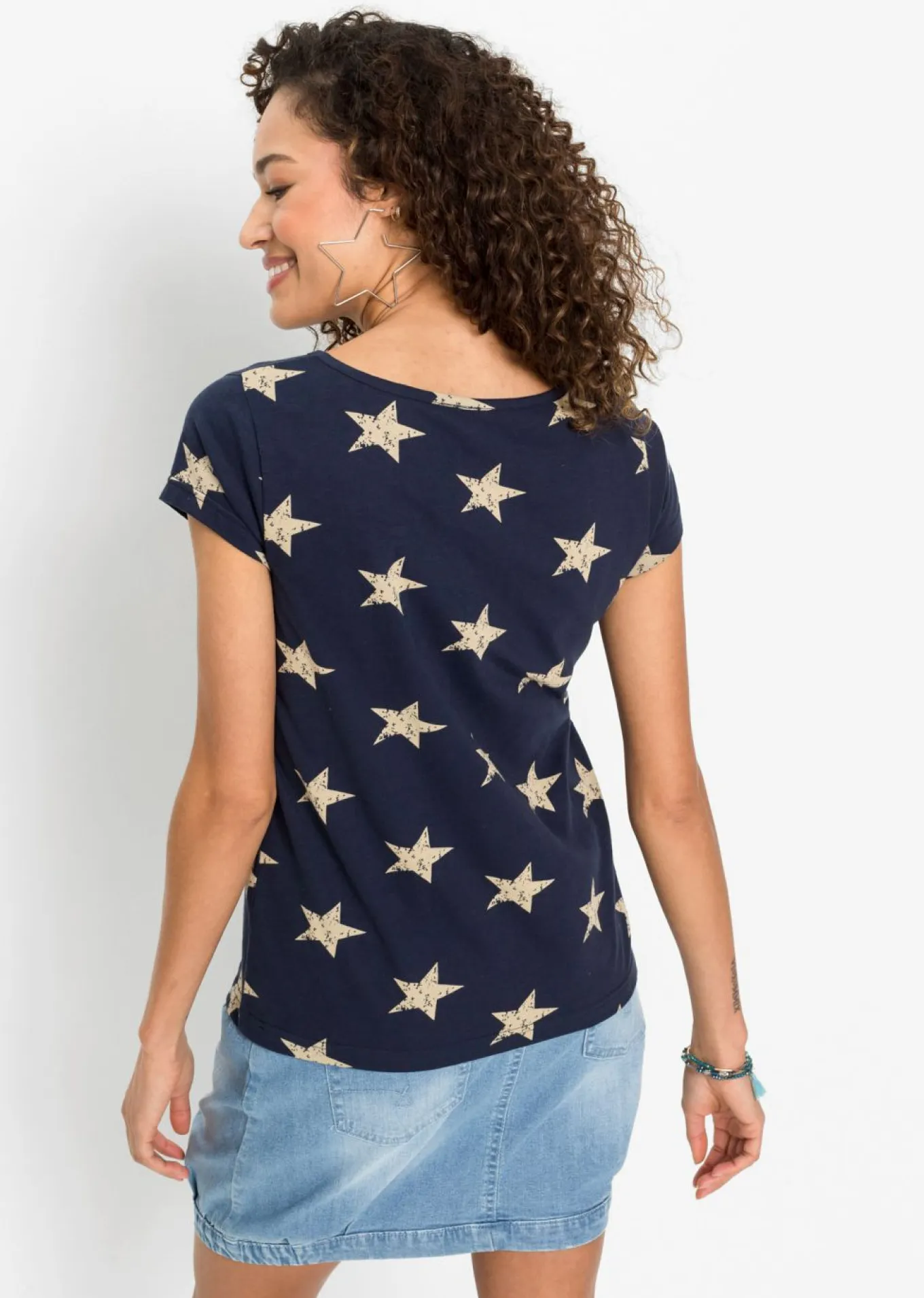 Camiseta con estampado de estrellas y algodón puro