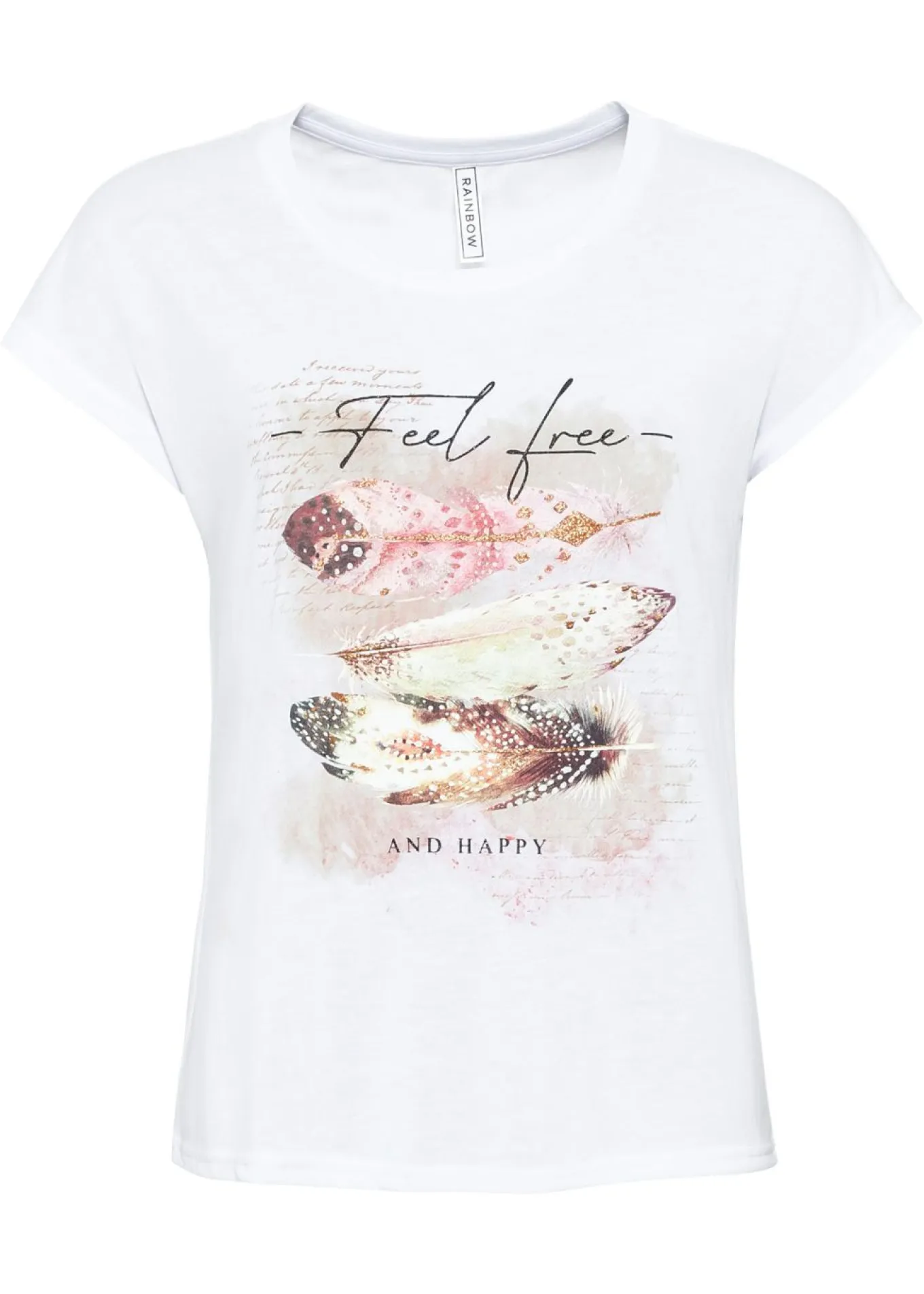 Camiseta con estampado de plumas