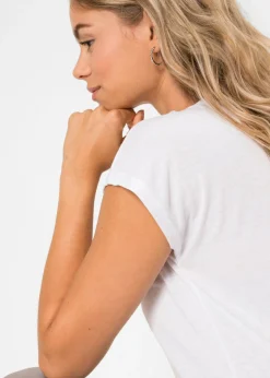 Camiseta con estampado de plumas