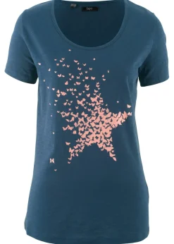 Camiseta con hilo flameado y manga corta