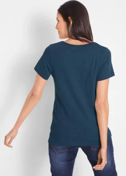 Camiseta con hilo flameado y manga corta