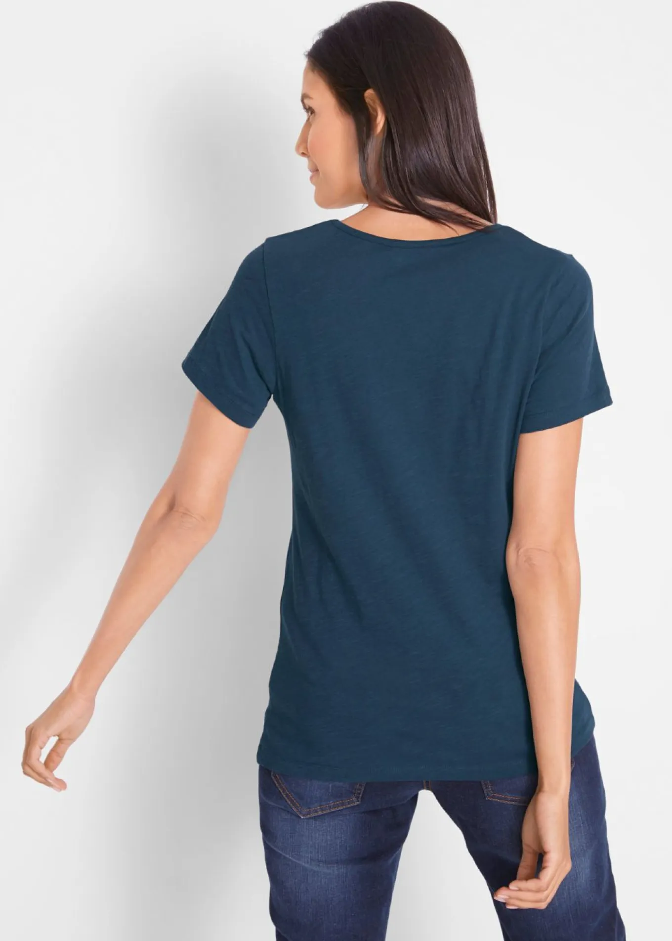 Camiseta con hilo flameado y manga corta