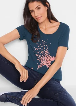 Camiseta con hilo flameado y manga corta