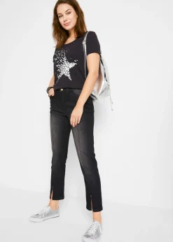 Camiseta con hilo flameado y manga corta