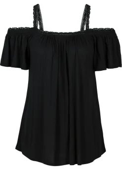 Camiseta con hombros al descubierto de viscosa suave