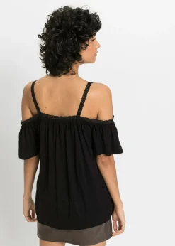 Camiseta con hombros al descubierto de viscosa suave