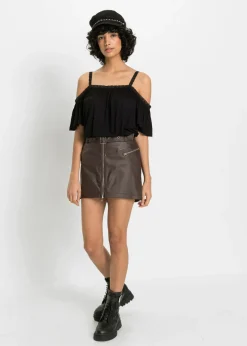 Camiseta con hombros al descubierto de viscosa suave