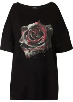 Camiseta con hombros al descubierto de viscosa