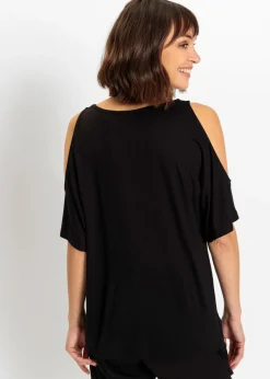 Camiseta con hombros al descubierto de viscosa