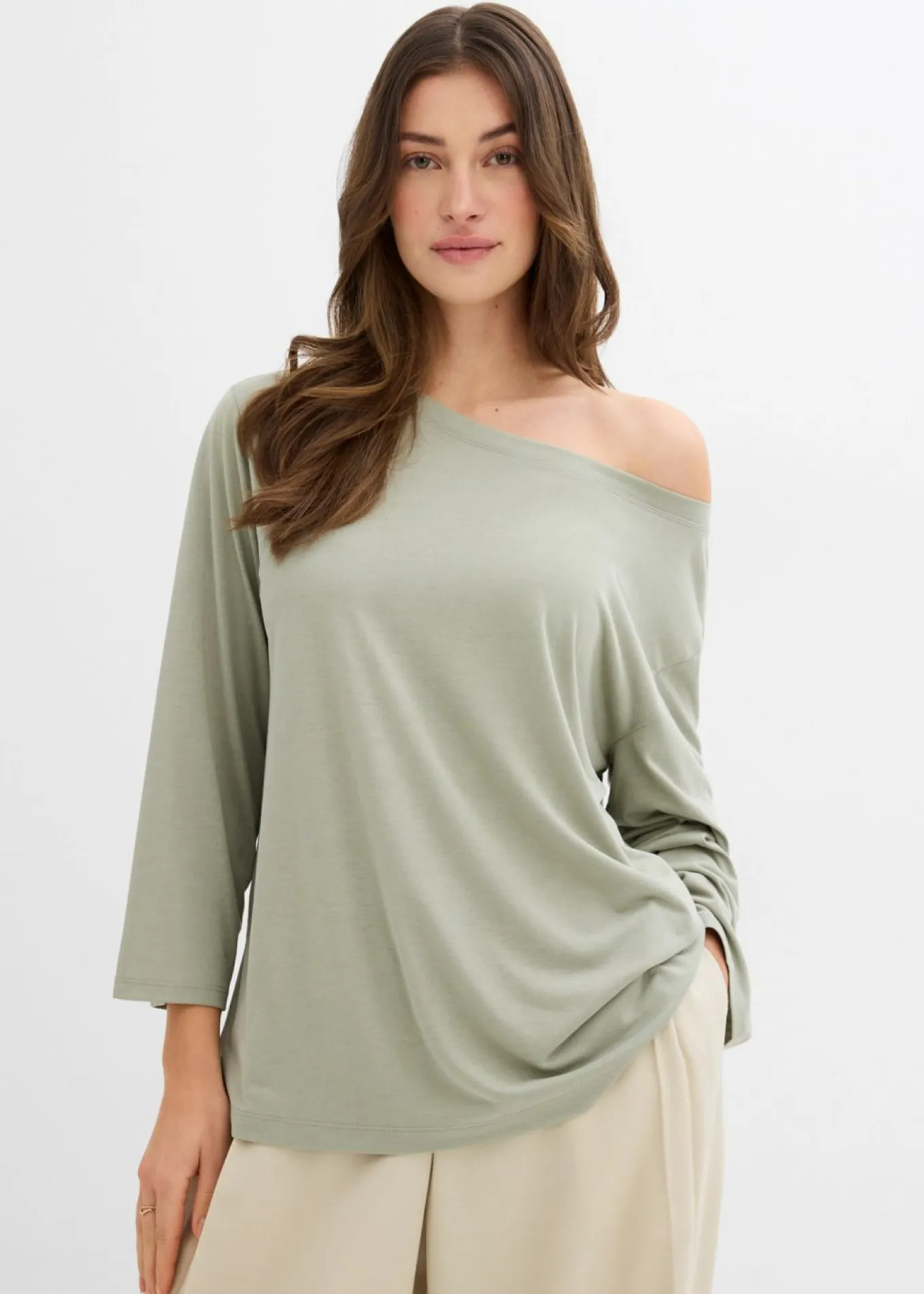 Camiseta con hombros descubiertos de suave mezcla de modal