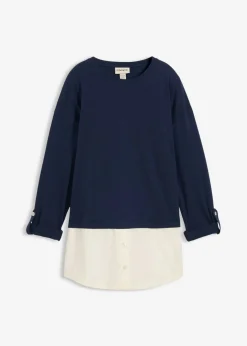 Camiseta con inserto de blusa de algodón orgánico puro