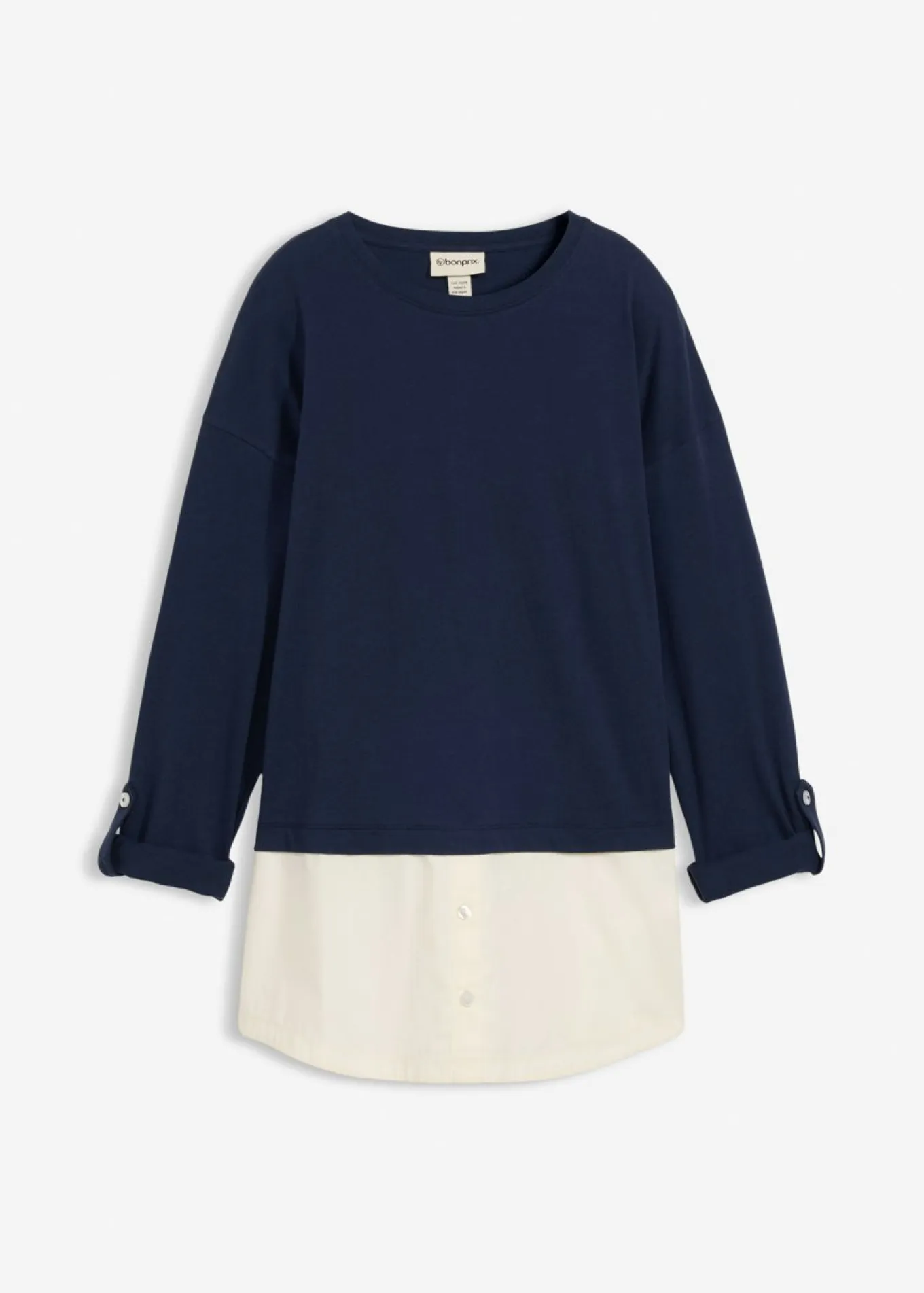 Camiseta con inserto de blusa de algodón orgánico puro