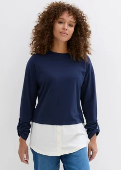 Camiseta con inserto de blusa de algodón orgánico puro