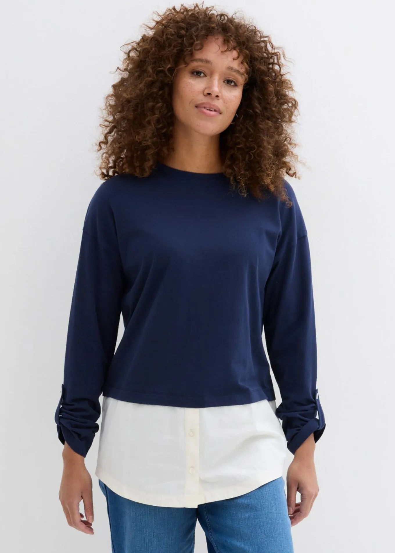 Camiseta con inserto de blusa de algodón orgánico puro