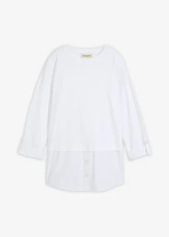 Camiseta con inserto de blusa de algodón orgánico puro