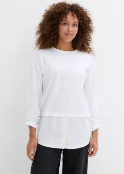 Camiseta con inserto de blusa de algodón orgánico puro