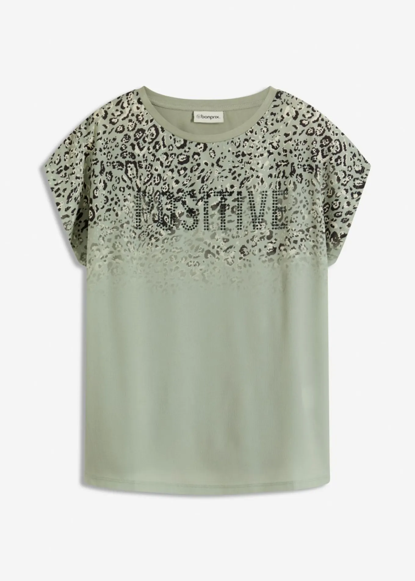 Camiseta con inserto de malla y piedras brillantes