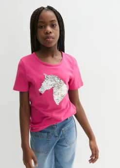 Camiseta con lentejuelas que cambian de color para niñas de algodón orgánico