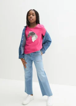 Camiseta con lentejuelas que cambian de color para niñas de algodón orgánico