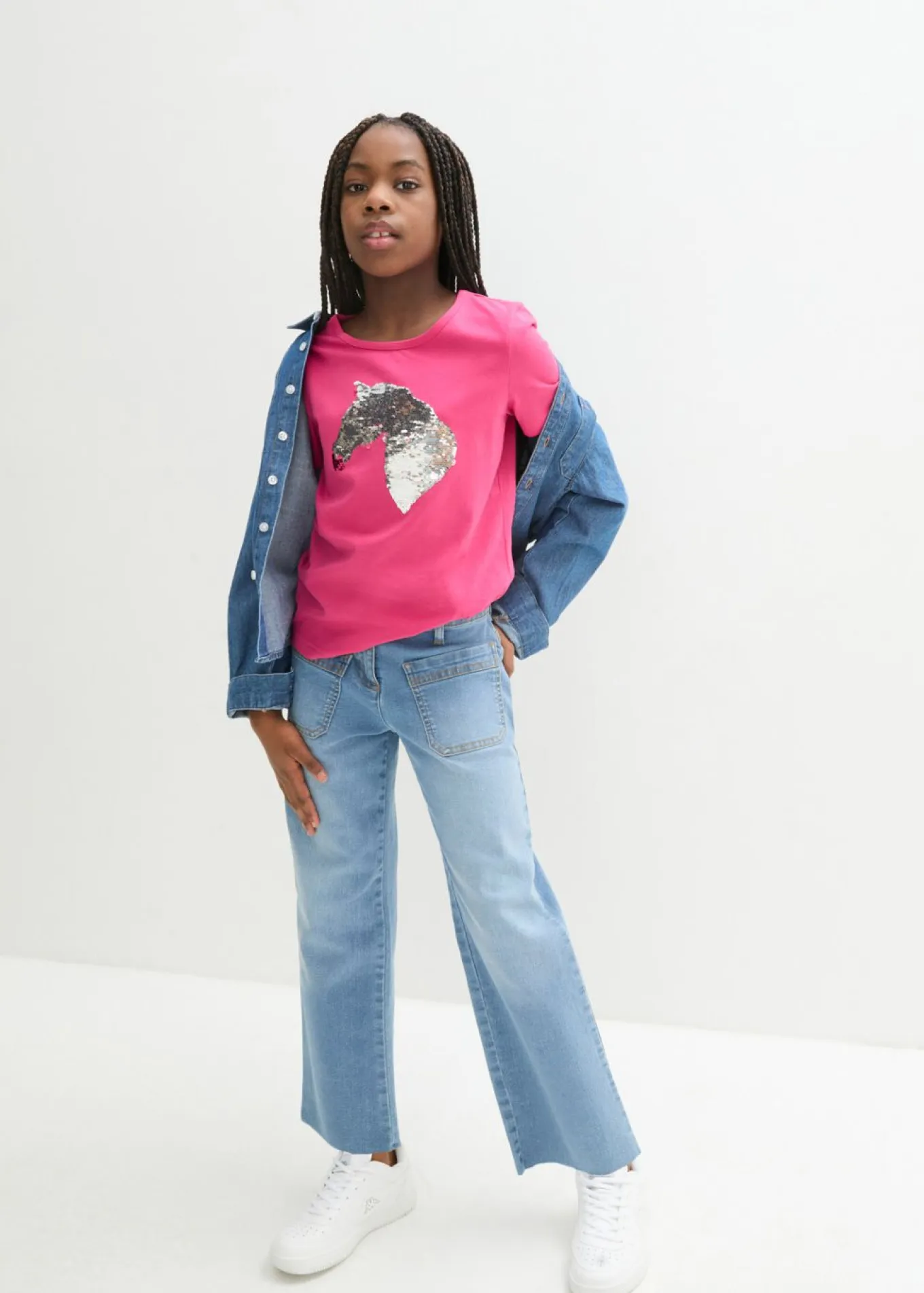 Camiseta con lentejuelas que cambian de color para niñas de algodón orgánico