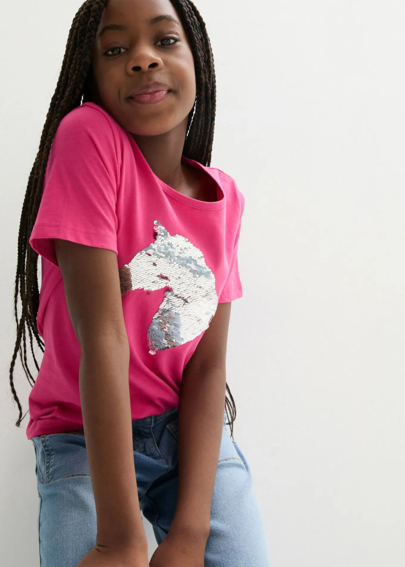 Camiseta con lentejuelas que cambian de color para niñas de algodón orgánico