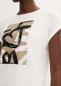 Camiseta con viscosa y piedras brillantes