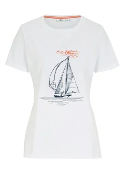 Camiseta de algodón con abertura lateral y estampado