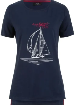 Camiseta de algodón con abertura lateral y estampado