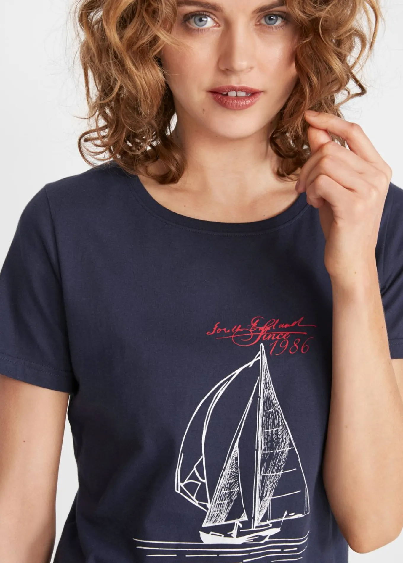 Camiseta de algodón con abertura lateral y estampado