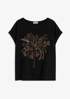 Camiseta de algodón con aplicación de tachuelas
